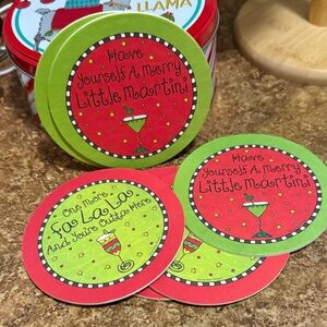Mud Pie Merry Martini Coasters - Red and Green